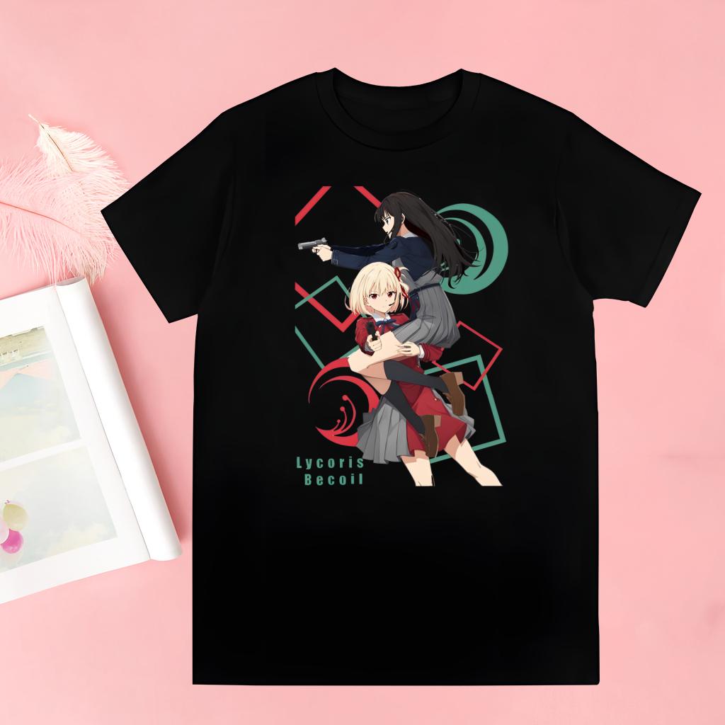 Lycoris Recoil Мадзима Тисато Нисикиги Такина Мужская Женская Футболка Топы Круглый Вырез Приталенная Мягкая Аниме Манга Футболка Футболка Футболка