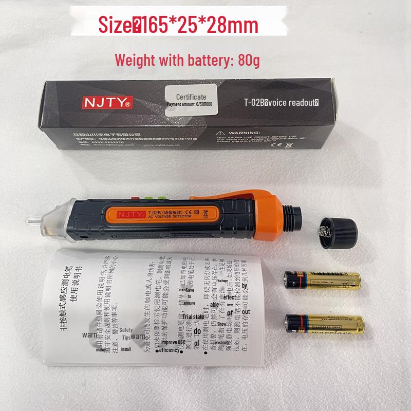 Non-contact Electric Test Pen T02AB: Sound & Light Induction, Voice Readout, Live/Neutral Wire Detection, Circuit Repair.