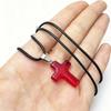 Y2K Red Glass Cross Pendant Rope Chain Necklace For Women Men  Aesthetic Jewelry Accessories