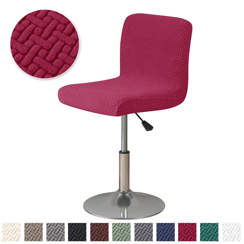 1Pc Jacquard Bar Stool Chair Cover Stretch Spandex Office Chair Slipcovers Short Back Chair Covers For Dining Room Kitchen