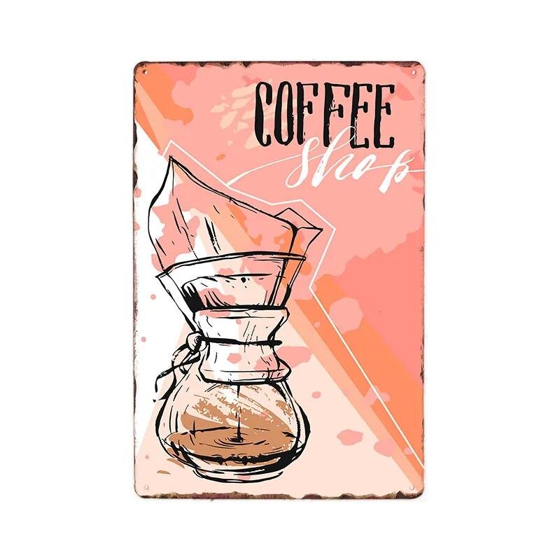 Retro Metal Coffee Tin Signs Cafe Shop Plaque Vintage Bar Pub Wall Decorative Poster Home Decor 20x30cm
