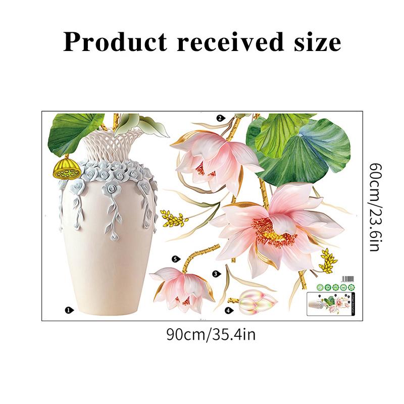 Ваза Лист Лотоса Наклейки на Стену Эстетичный Декор для Дома Съемные Обои Гостиная Современное Искусство Фреска Спальня Креативные Наклейки