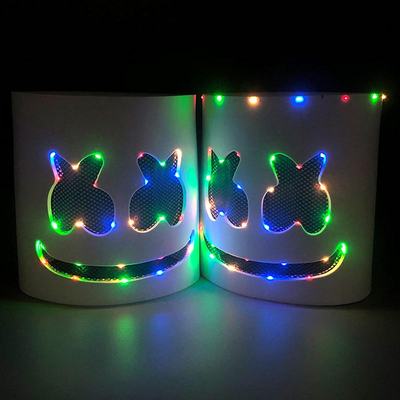 Glowing DJ Marshmello Glowing Mask Event Music Festival Concert Masquerade Bar Party Accessories DIY LED Marshmallow Cos Mask