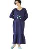 Халат для кормления с открытой передней частью, длинный, темно-синий 10111501 [ANGELIEBE] Для беременных, Пижама, Одежда, Марля, Многоярусный, Свободный, Ночная сорочка, Дородовой, Послеродовой, Рукав,