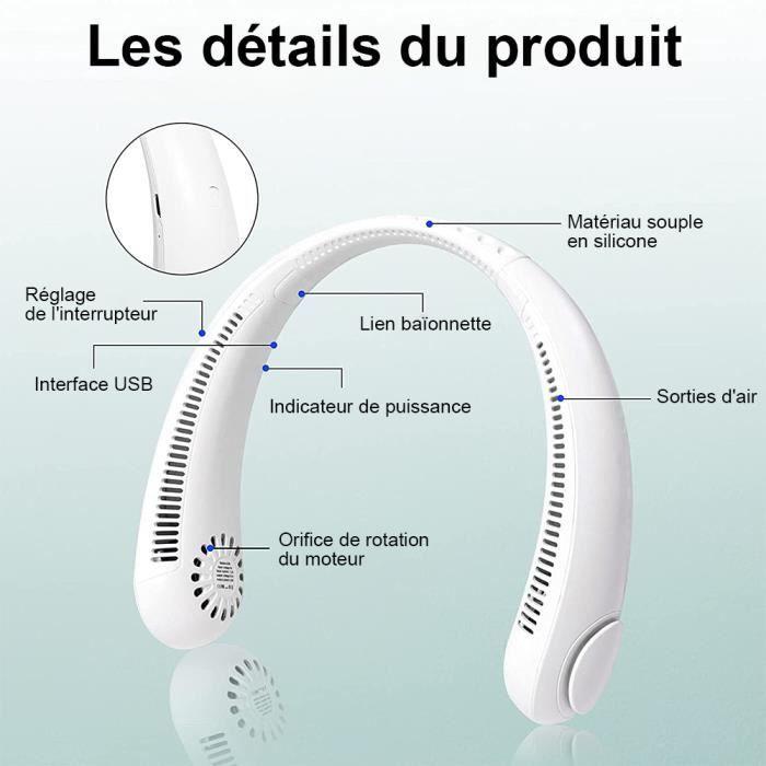 Neck Fan - YIOU® - USB Rechargeable - 3 Speeds - Silent - White