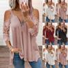 Womens Lace Sleeve Blouse T Shirt Tops Plus Size Ladies Cold Shoulder Casual Tee