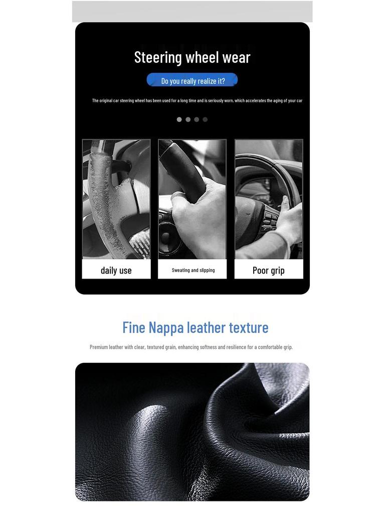 Volkswagen Steering Wheel Cover for Lavida Plus, Bora, Passat, Sagitar, Tiguan L, Tayron, T-Cross