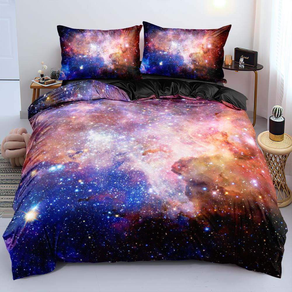 Роскошный темно-синий комплект постельного белья Galaxy Twin Full Queen King Size, пододеяльник/пододеяльник, комплект сияющих звезд, звездное небо, пододеяльник