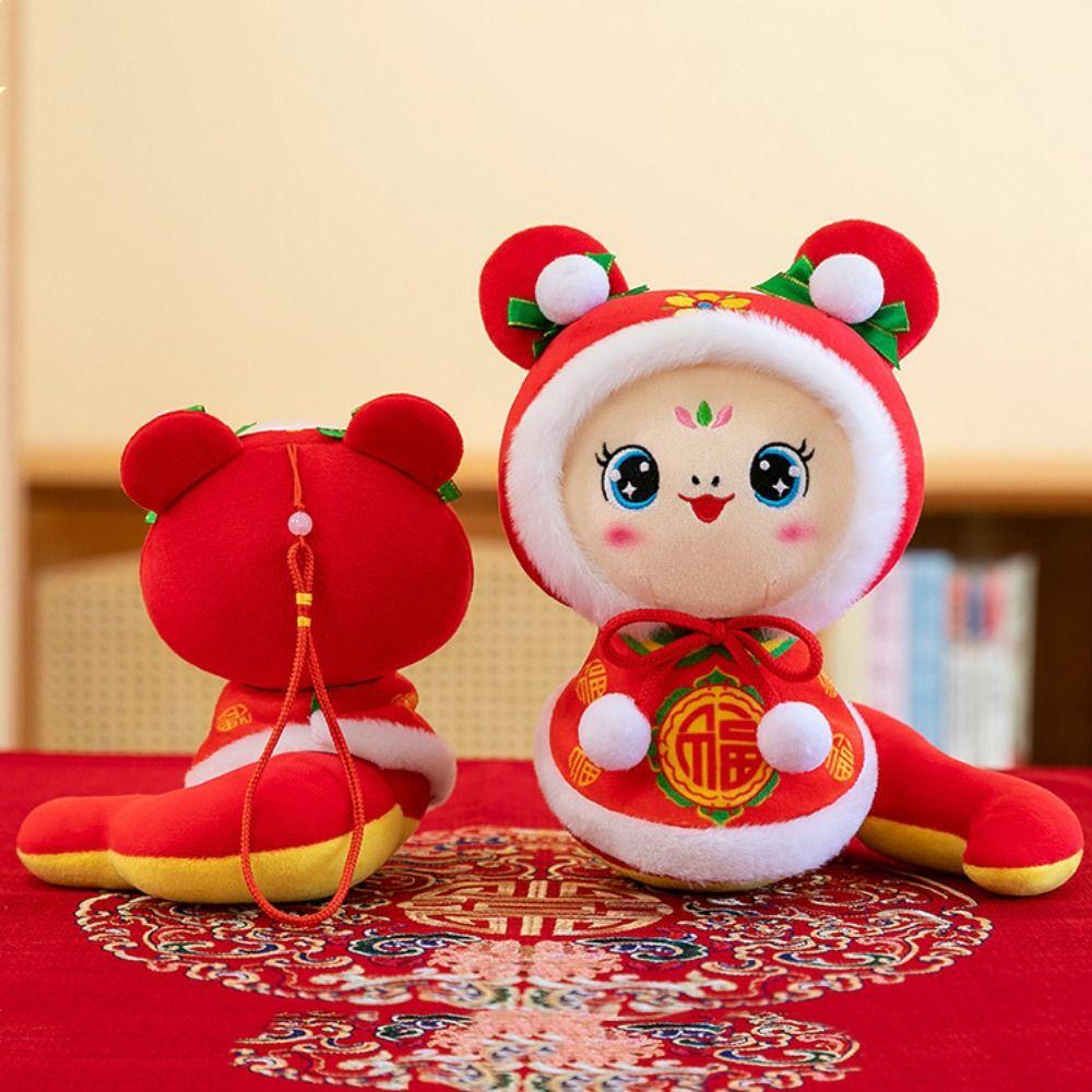 Благословение года змеи плюшевая игрушка китайский стиль счастливая змея кукла брелок подарки на день рождения