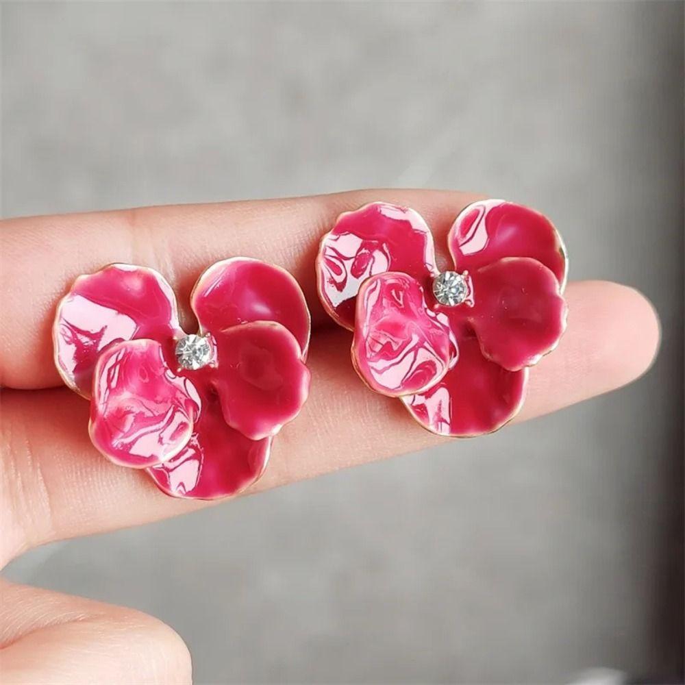 Luxury Flower Stud Earrings Cute Five Petals Earrings Creative 3D Petal Flower Earrings Gift