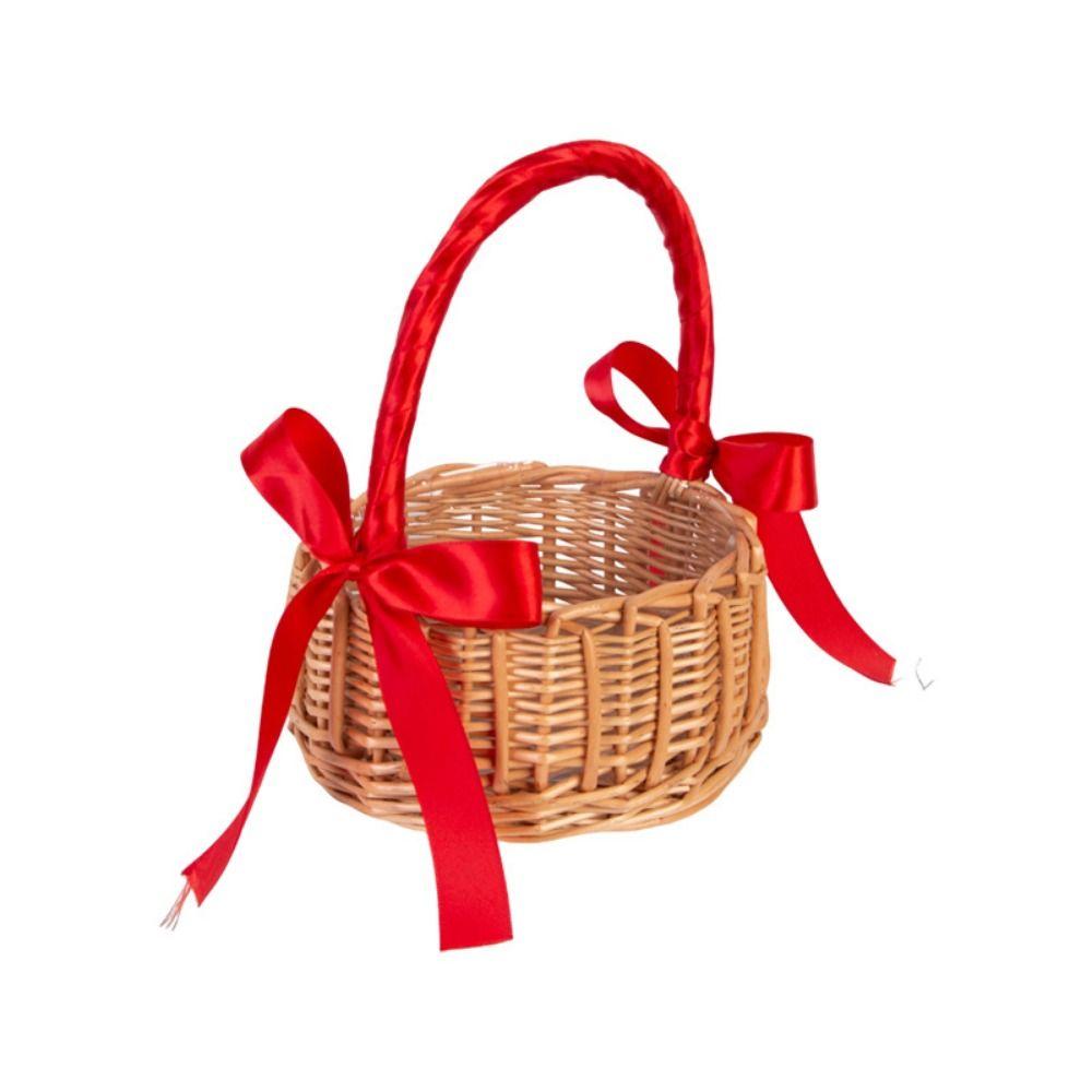 with Pearl Hand-held Weaving Flower Basket Vegetable Fruit Flowers Holder Living Room Decoration