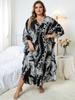 Black Kaftan Women's Hot Selling Long Dress Robe Chinese Knot Auspicious Knot V-neck Beach Wear Batwing Sleeve Homewear Q1297