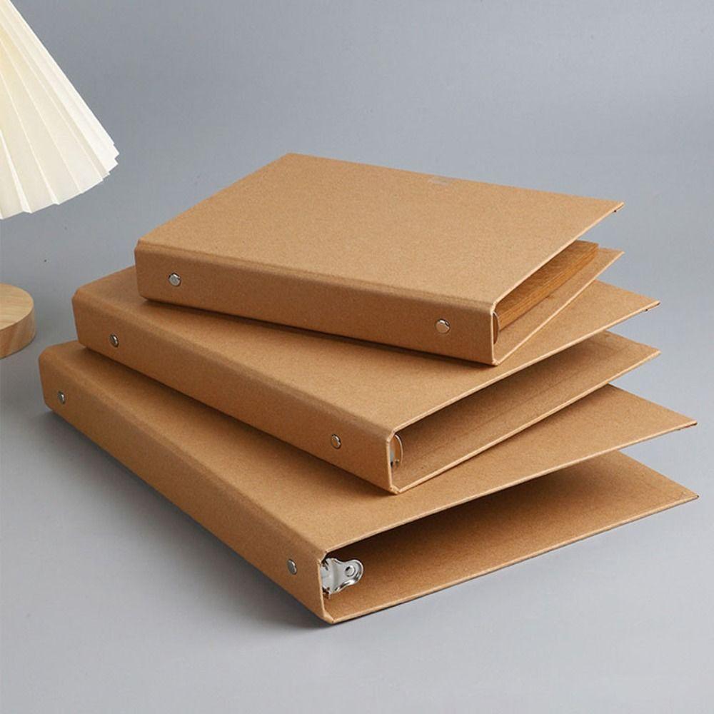 A5 B5 A4 Kraft Paper Binder Cover Kraft Paper Perforated Binder Folder New Binder File Clip