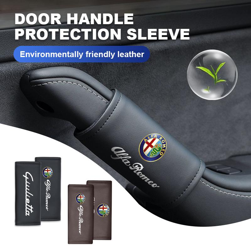 GLSRA1 Leather Car Logo Armrest Cover Roof Handle Protective Covers For Alfa Romeo GT Stelvio F1 Brera Volante Tonale Gloria Disco