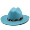 Free Shipping Leopard Belt Fedora Hat Women Wide Brim Solid Color Jazz Top Hat Autumn and Winter New Panama Hat Gentleman Hat