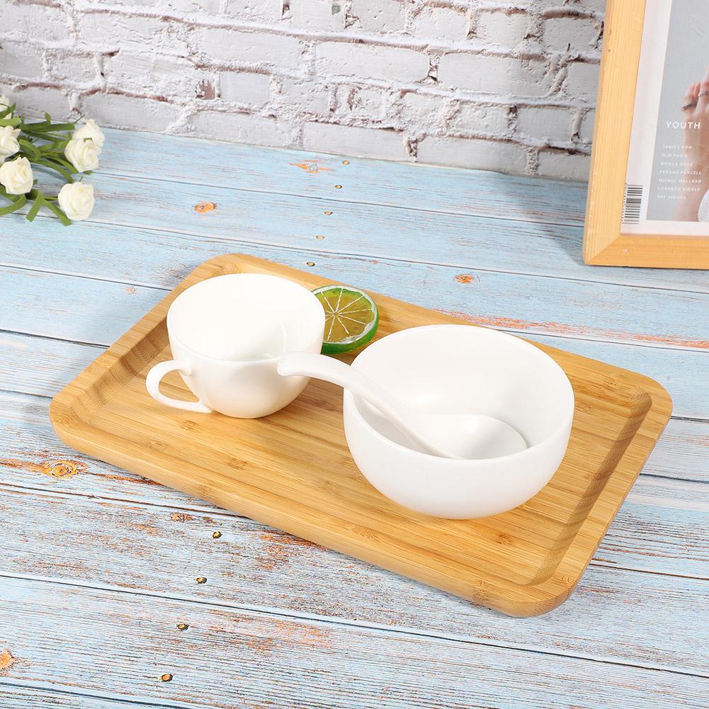 Rectangular Bamboo Serving Tray Food Fruit Cake Storage Plate for Household Kitchen Use