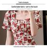 Camellia Cotton Retro French Slimming Waist Dress