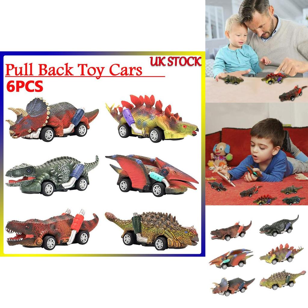 Vibrant Dinosaur Cars Pull Back Toy Set For Kids With Boomerang Action