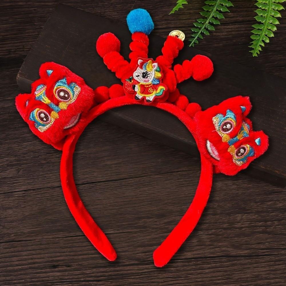 Headwear Red Plush Headband Horse Ancient Style Hairband Cute New Year Hair Hoop Women