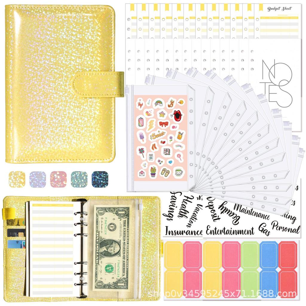 A6 Money Budget Planner Binder with Zipper Envelopes Cash Envelopes for Budgeting Money Organizer for Cash Budget Binde