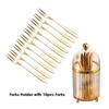 10Pcs Portable Fruit Fork Stainless Steel Dessert Gold Cake Forks With Jars