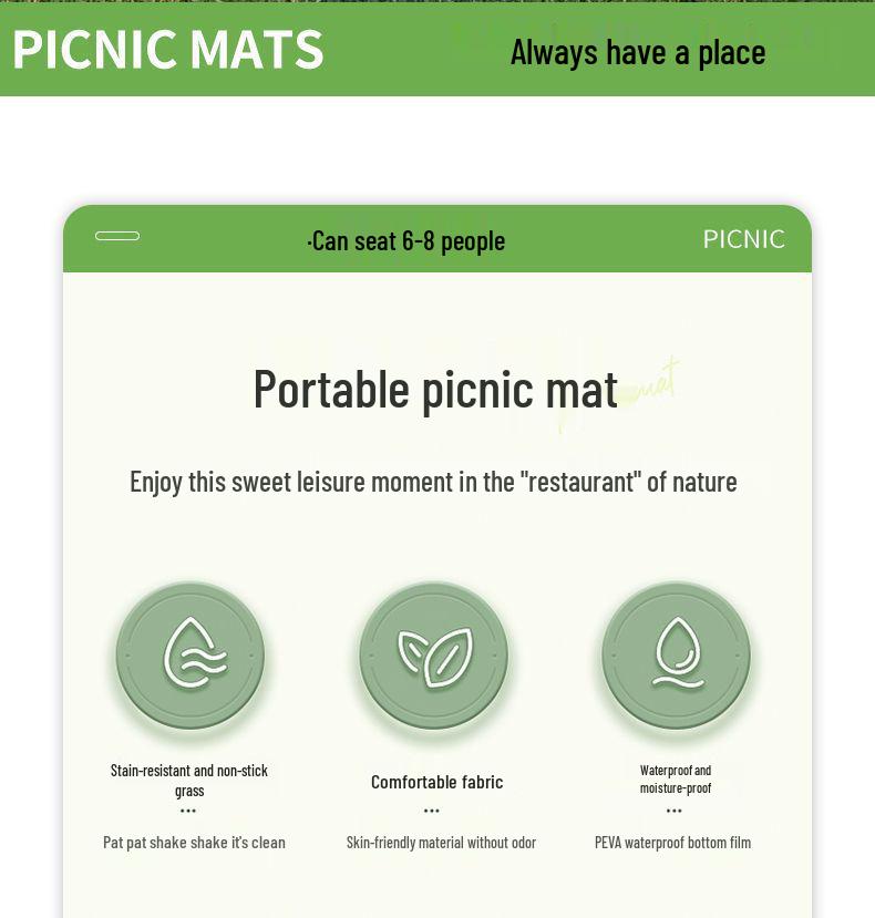 Компактный водонепроницаемый коврик для пикника на открытом воздухе 2025 - Влагостойкий, утолщенный, портативный, складной для весенних прогулок