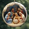 7 Pcs Christmas Nativity Scene Ornaments Acrylic Birth of Jesus Pendant Christmas Tree Hanging Decorations