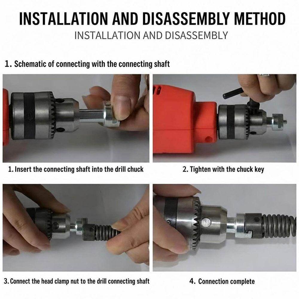 Steel Plumbing Snake Drill Powered Pipe Cleaning Cable New Drain Snake Kitchen Pipe Cleaning