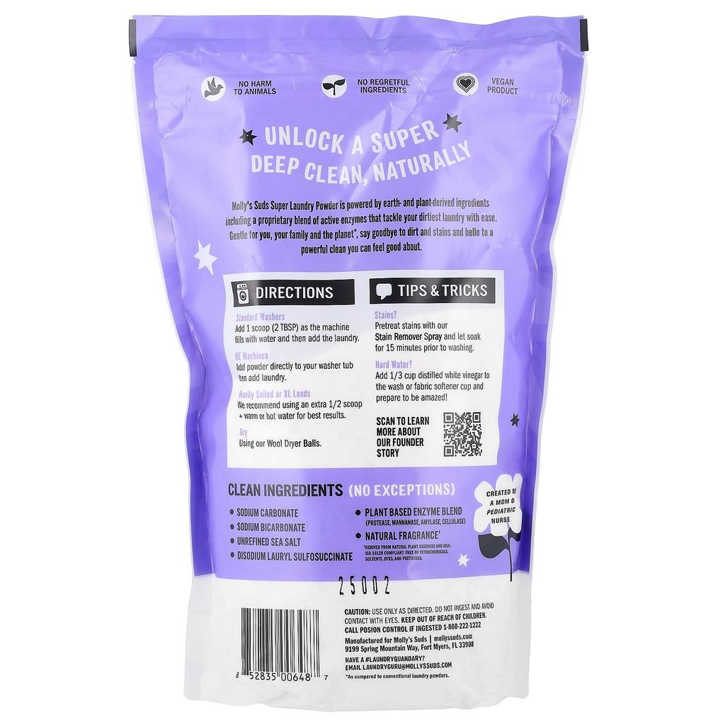 Molly's Suds Super Laundry Powder, Lavender, 60 Loads, 1.7 Kg (60 Oz)