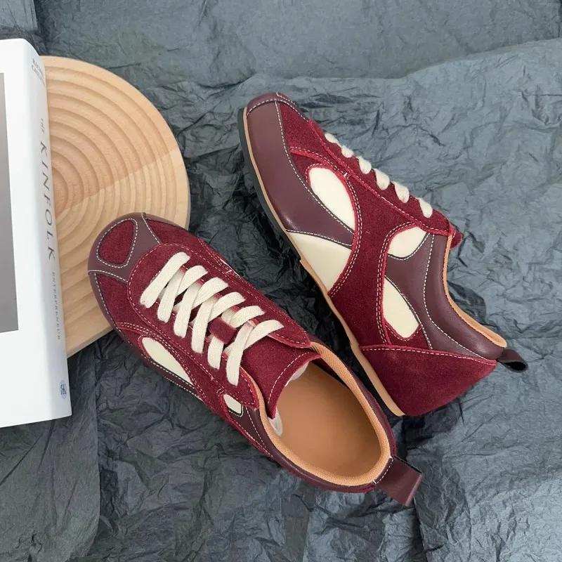 Fashion 2025 Autumn New Niche Design Retro Matching Wine Red Shoes All Sports Casual Shoes