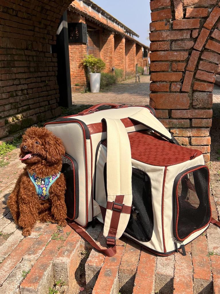 Рюкзак-переноска для собак и кошек, расширяемая сумка-переноска из искусственной кожи для путешествий с домашними животными, переноска для кошек и маленьких собак для дома и улицы