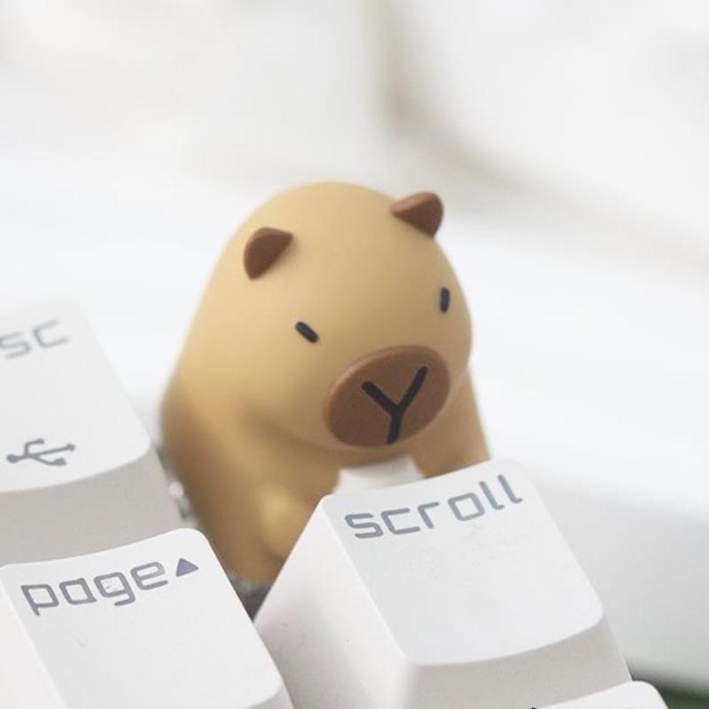 Премиальные кастомные колпачки из смолы Тема разноцветной капибары Гладкая текстура Долговечность Для игровых клавиатур Аксессуары