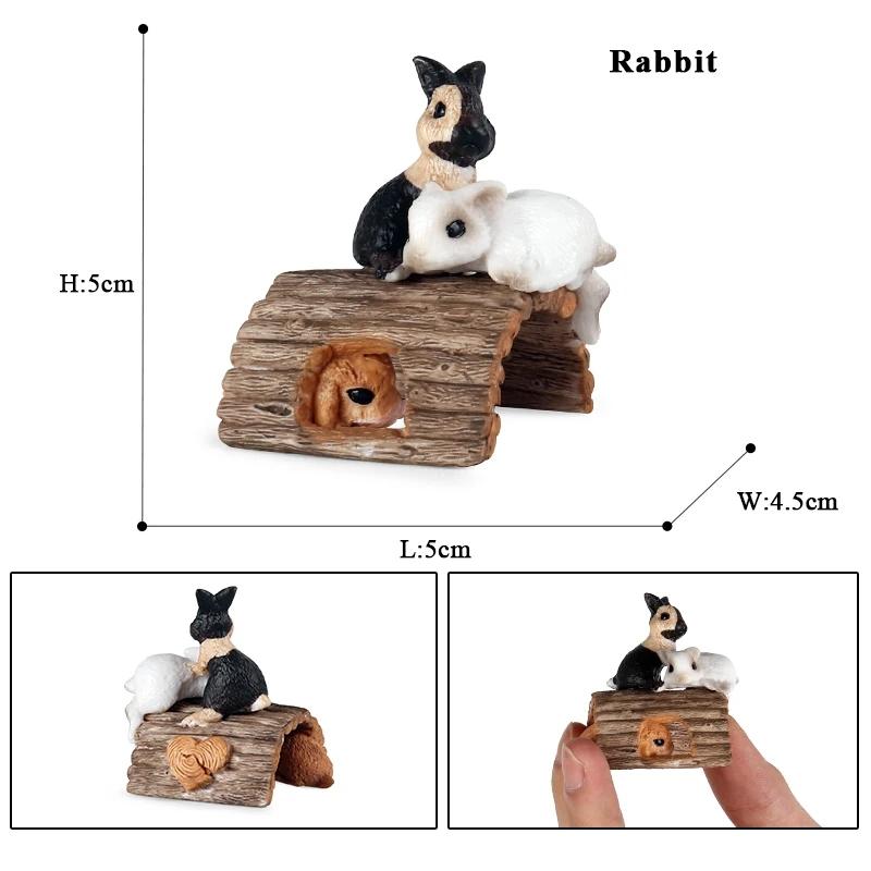 Oenux Lovely Farm Rabbit Bunny Model Action Figure Figurine Wild Desert Cottontail Hare Cute PVC Decoration Education Kid Toy