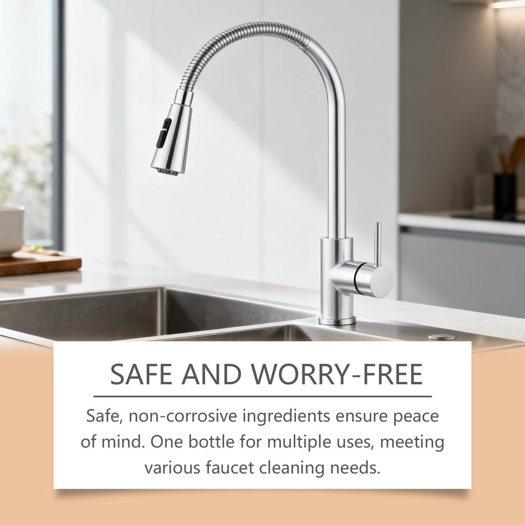 Средство для чистки кранов удаляет стойкие пятна от воды. Смеситель для душа, Очиститель стальной мебели, 120 мл