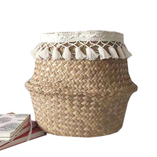 Скандинавский двухслойный тканый держатель для цветов с кисточками, цветочный горшок, корзина для хранения в гостиной