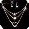 Women's Wedding Bride Love Heart Multilayer Necklace Earrings Jewelry Set Gift Accessories