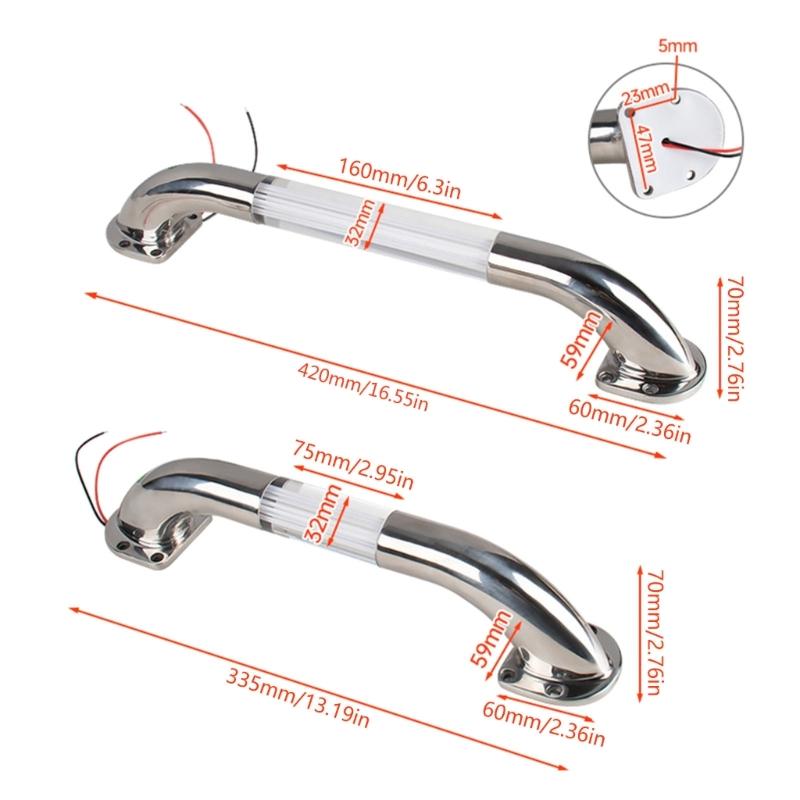RVs Handrail Grip Integrated Led Light 12V Stainless Steel Handle Deck Handrail