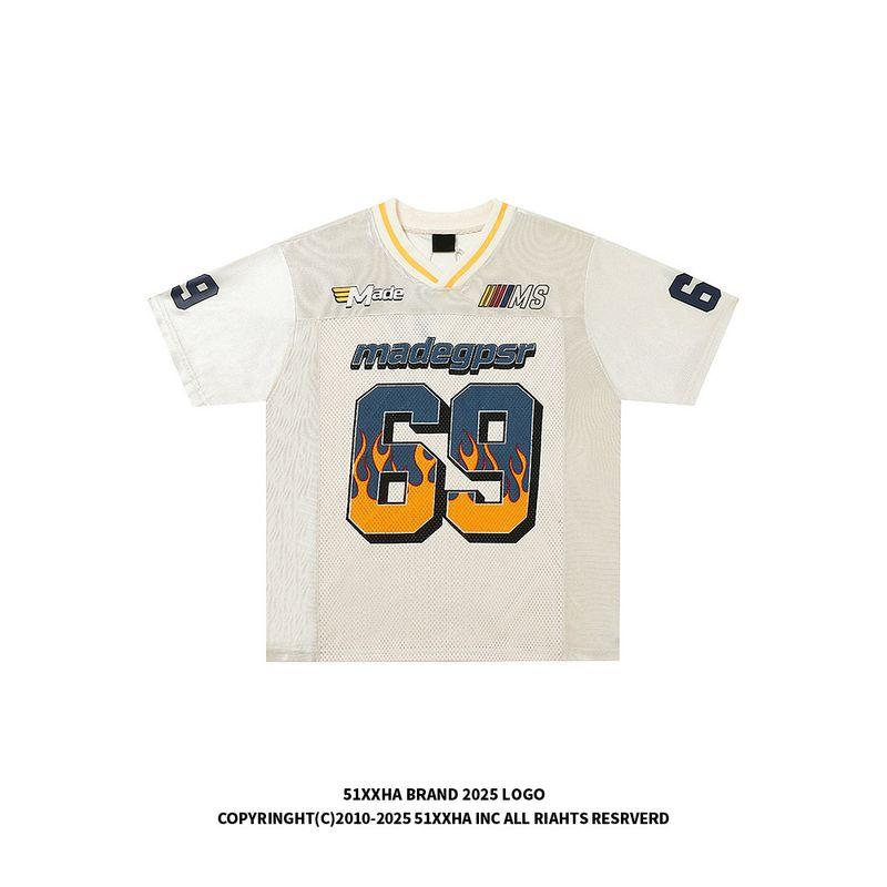 51 Hip-hop American vintage V-neck No. 69 Jersey Short sleeve Men and Women Summer Fashion Brand Mesh Breathable Sports Quick-Drying T-shirt