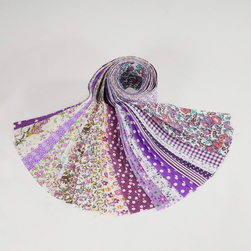 40 штук/набор Предварительно нарезанная ткань 6,5x50 см Лоскутное шитье DIY Желейные рулеты Фиолетовый стиль Поплин Хлопок Полоска