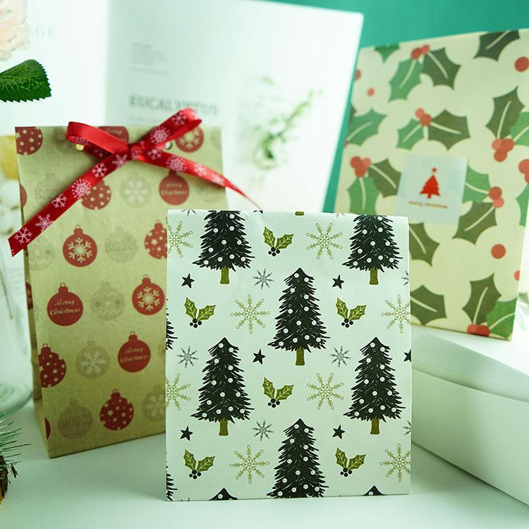 10 шт. Рождественские подарочные пакеты, подарочные бумажные пакеты для конфет, печенья, праздничные украшения, новогодняя подарочная упаковка