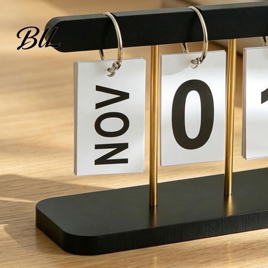 Year-round Calendar Wooden Perpetual Desk Daily Desktop Standing Flip with Day Month Display for Office Home Decor Sustainable Accessory