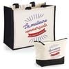 Coffret Duo - PLANETEE - 'Commerçante Meilleure Du Monde Entier' - Jute & Coton - Imprimé DTF HD - Fabriqué En France