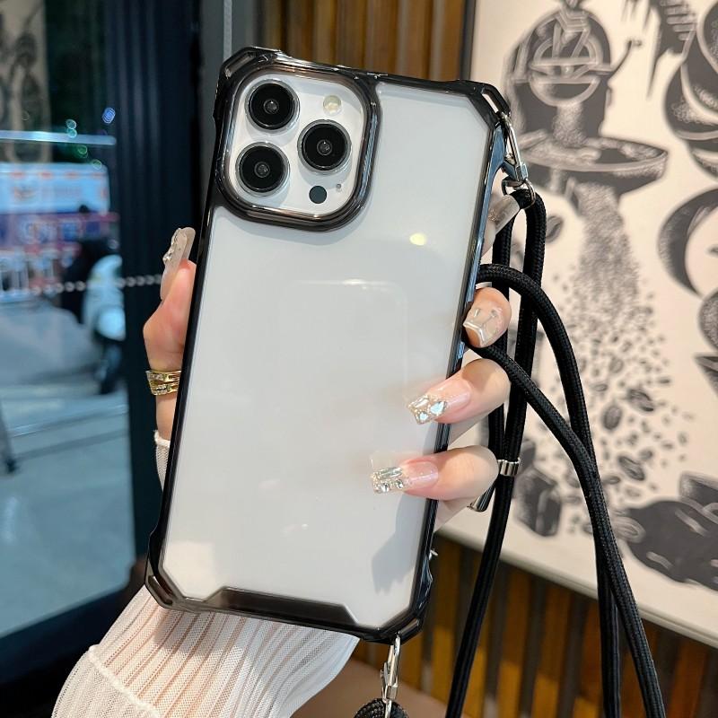 Чехол-футляр с ремешком-шнурком для iPhone 15 Pro 14 13 12 11 Pro Max XR X XS Plus, с ремешком через плечо, с усиленными углами, противоударный