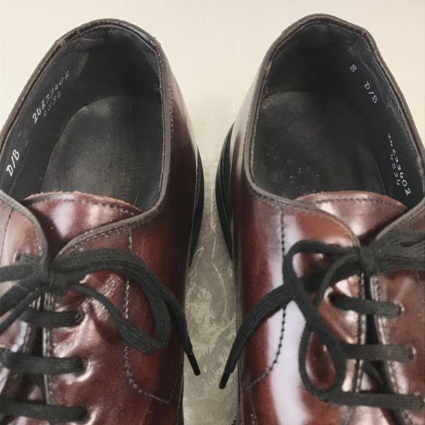 E.T.Wright 80-е Винтаж Кожа Подкладка из Фетра Однотонный Носок 8D/B 25.5-26.0 Бордовый(ИСПОЛЬЗОВАЛ)