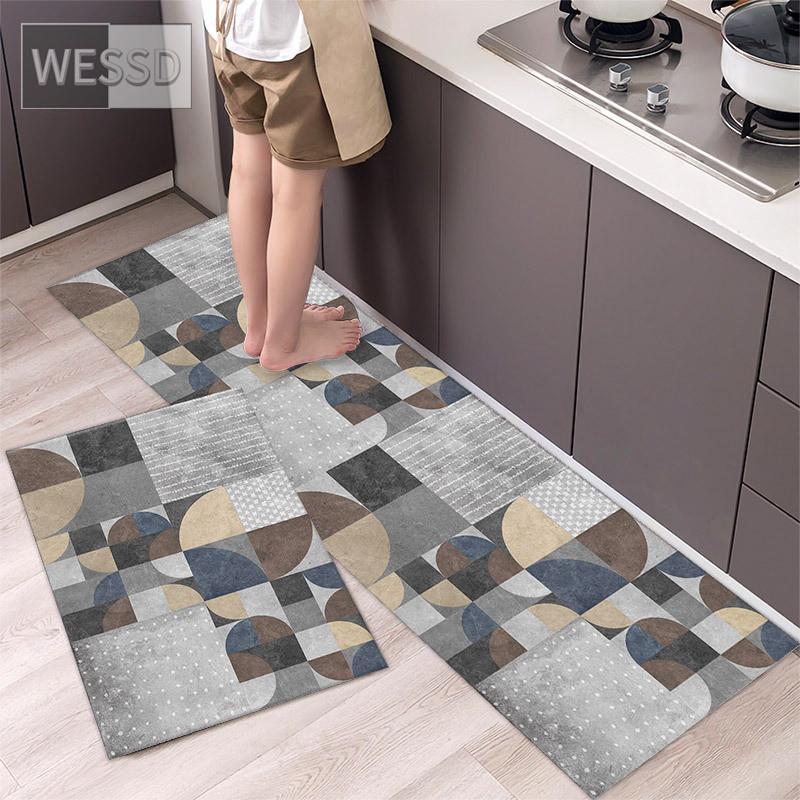 Ковер с геометрическим принтом для кухонного пола 40x60 см 40x120 см, 2 шт., простой прикроватный коврик для спальни, ванной, коврик для дорожки, коврик для дома