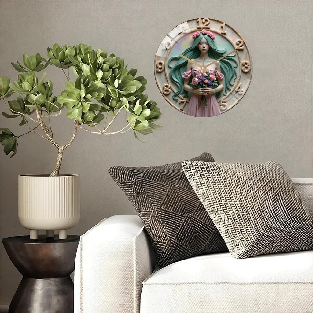 Large 12 Inch Glass Wall Clock Part of a Coordinated Home Decor Collection