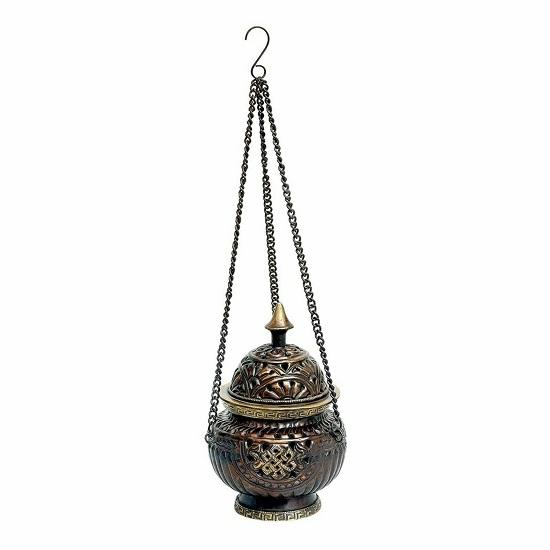 Brown Brass Antique Finish Hanging Incense Burner