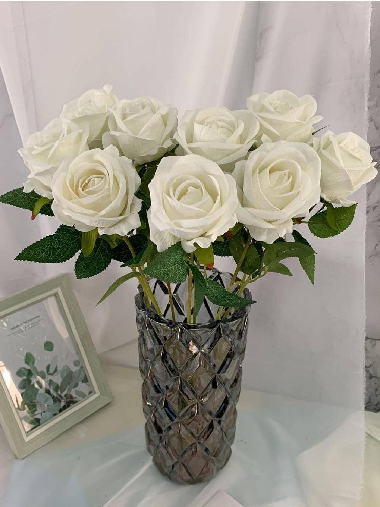 6 шт. искусственные розы открытый букет искусственные розы искусственные цветы для свадьбы домашний стол гостиная балкон декор подоконника