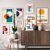 Абстрактные минималистичные геометрические холсты постер Баухаус красные, желтые, бежевые картины, настенные художественные принты, картина для гостиной, домашний декор