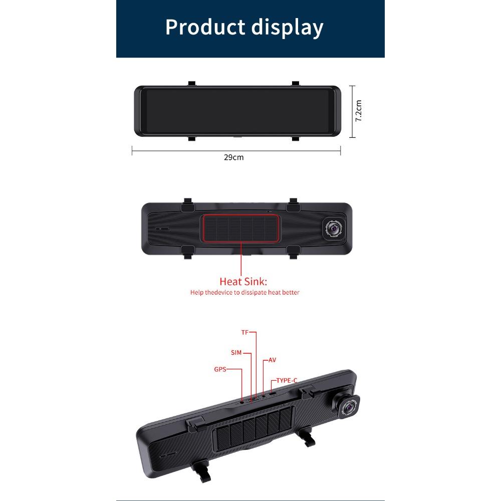 Зеркальная камера для автомобиля, сенсорный экран, видеорегистратор, зеркало заднего вида, видеорегистратор, передняя и задняя камера, зеркало DVR, черный ящик